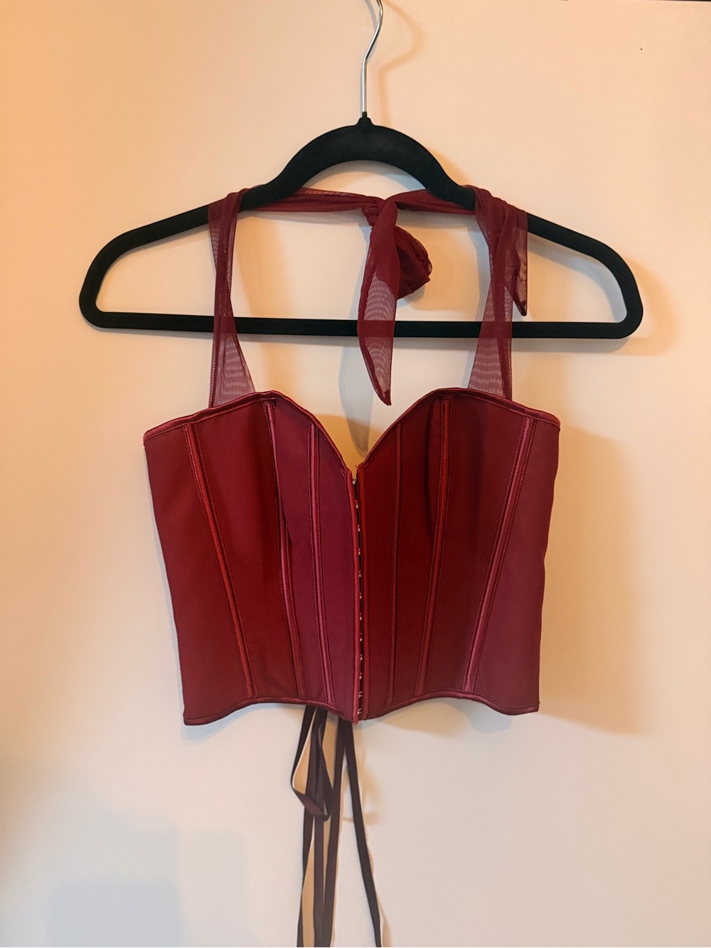 Wine Red Halter Corset Crop Top